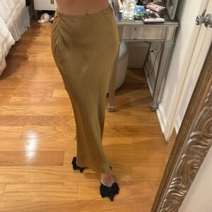Bronze long silky skirt